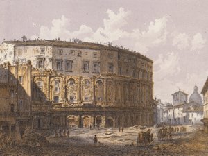 Marcellus Tiyatrosu, Roma (renkli taş baskı) by German School