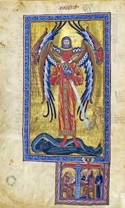 İlahi Aşkın Teofanisi (İlahi Eserler Kitabından Vizyon), c.1220-30 (parşömen üzerine guaj) by German School