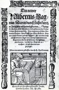 Yeni Albertus Magnus için Başlık Sayfası: Doğanın birçok sırrını anlatan altı kısa kitap, 1514