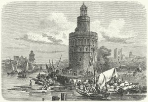 Torre del Oro, Sevilla, İspanya (gravür) by German School