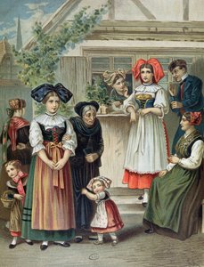 Strasbourg bölgesinin geleneksel kıyafetleri, c. 1870-80 by German School