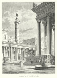 Trajan Sütunu ve Forumu, Roma (gravür) by German School