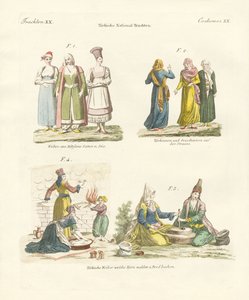 Türk milli kıyafetleri (renkli gravür) by German School