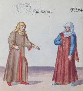 İki Yahudi kadın, c.1600 (kağıt üzerinde wc) by German School