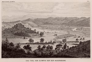 Olympia Vadisi, Yunanistan, arkeolojik kazılardan önce (gravür) by German School