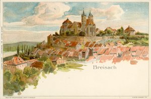 Breisach kasabasının görünümü, Almanya (chromolitho) by German School