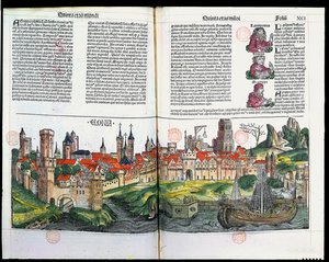Hartmann Schedel, 1493 (renkli ahşap gravür) tarafından Nürnberg Chronicle