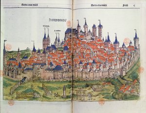 Hartmann Schedel (1440-1514) 1493 (renkli gravür) tarafından Nuremberg Chronicle