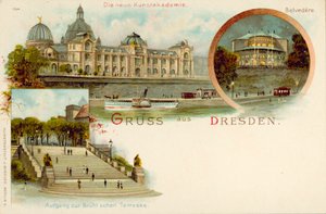 Dresden, Almanya manzarası (chromolitho) by German School