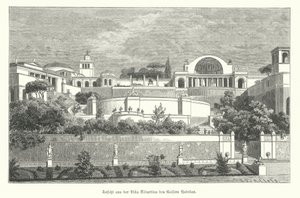 Roma İmparatoru Hadrian'ın Tivoli'deki Villası, İtalya (gravür) by German School