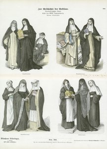 18. yüzyılın sonlarında Hıristiyan tarikatlarının kadın kostümleri by German School