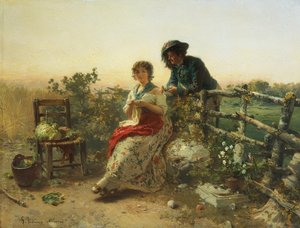 Barış Zamanında, Gerolamo Induno, 1880 dolaylarında, ahşap üzerine yağ by Gerolamo Induno