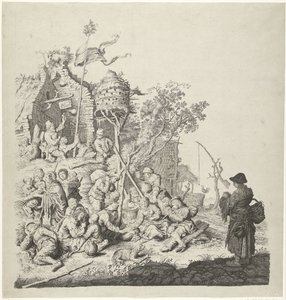 Güvercinlikli bir handa Roman grubu by Gerrit Adriaensz. de Heer
