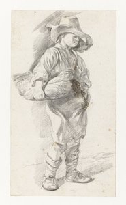 Büyük Şapkalı, Kolunun Altında Sepetli Ayakta Genç by Gerrit Berckheyde