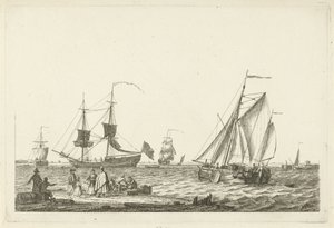 Nehir manzarası Dalgaların üzerinde çeşitli tekneler (dizi başlığı) by Gerrit Groenewegen