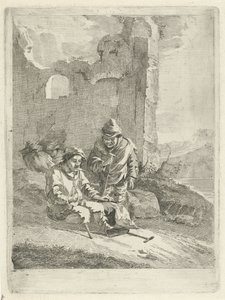 Bir harabede dört figür by Gerrit Groenewegen