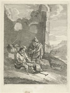 Bir harabede dört figür by Gerrit Groenewegen