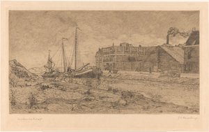 Bir fabrikada demirli mavnalar by Gerrit Haverkamp (signed by artist)