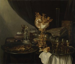 Nautilus Kupası ile Natürmort, c. 1645 by Gerrit Willemsz. Heda