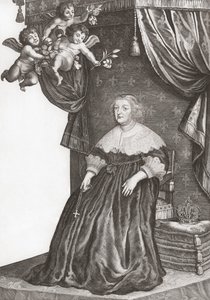 Marie de Medici, Fransa Kraliçesi. Portre (baskı) by Gerrit van (after) Honthorst