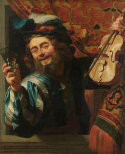 Neşeli kemancı. 1623 by Gerrit van Honthorst