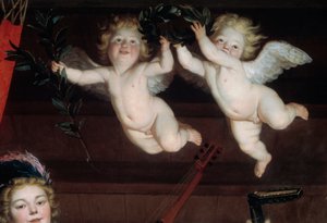 Melekler Detay konseri. Gerrit Van Honthorst (1590-1656) 1624 Sun tarafından tablo. 1,68x1,78 m by Gerrit van Honthorst