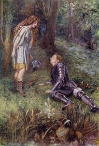 Belphoebe, Timias'a yardım ediyor (renkli lito)