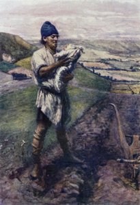 "Çatlak bir tarlada Ploughman seni buldu" (renkli litho) by Gertrude E. Demain (after) Hammond