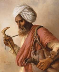 1908'de Simla'da sanatçı ve eşine su taşıyan Hasan by Gertrude Ellen Burrard