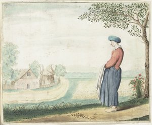 Köylü kadın bir manzara by Gesina ter Borch (signed by artist)