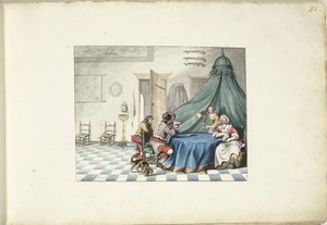 Bir iç kart oyuncuları by Gesina ter Borch (signed by artist)