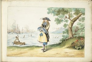 İngiliz kıyısında Musa ter Borch by Gesina ter Borch (signed by artist)