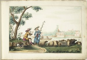 Bir nehir tarafından pastoral performans by Gesina ter Borch (signed by artist)