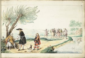 Roman kadın bir efendinin elini okur (Musa?) by Gesina ter Borch (signed by artist)