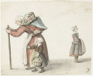 Portbebede iki çocuklu kadın by Gesina ter Borch
