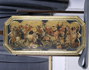 Doğu şövalyeleri ile savaş sahnesi, c.1425 (kavak ağacı üzerinde tempera)