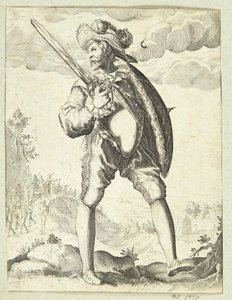 Kılıç ve kalkan ile silahlı asker by Gheyn, Jacques II de