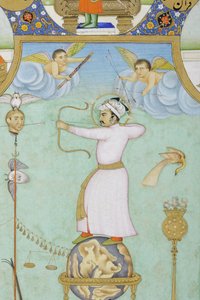 Jahangir'in alegorik portresinden detay (kağıt üzerinde opak sulu boya ve altın)