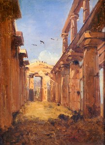 Paestum 1845-1848 Bazilikası (tuval üzerine yağlı boya) by Giacinto Gigante