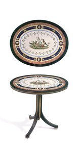 Mikromozaik masa üstü, Roma, 18. yüzyılın sonları (mozaik, ormolu monte edilmiş abanoz ve saten ağacı) by Giacomo (attr. to) Raffaelli