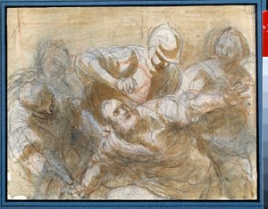 Samson, Filistinliler tarafından kahverengi mürekkeple çizildi ve Giacomo Cavedone (1577-1660) tarafından 1614 Güneş civarında yıkandı. 0,20 x 0,27m Paris. Louvre müzesi