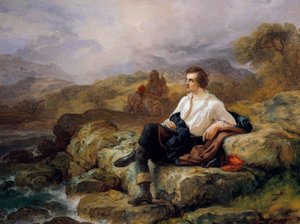 Lord Byron (1788-1824), Yunan denizi kıyısında, Giacomo Trecourt (1812-1882), tuval üzerine yağlı boya