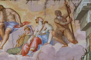Ceres (kulak demeti ile hasat tanrıçası) ve Diana (yay ile av tanrıçası), Olimpos Odası