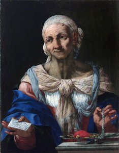 İnci Kolyeli ve Harfli Yaşlı Kadın (Vanitas) - İnci Kolyeli ve Harfli Yaşlı Kadın (Vanitas) - Giovan Battista Langetti (1635-1676). Tuval üzerine yağlı boya, yaklaşık 1663. Ulusal Galeri, Prag