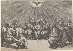 Pentekost by Gian Jacopo Caraglio after Raphael