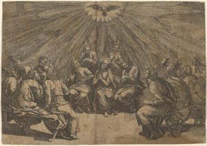 Pentekost by Gian Jacopo Caraglio after Raphael
