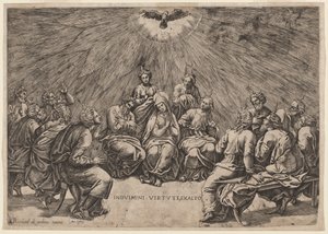 Pentekost by Gian Jacopo Caraglio, after Raphael