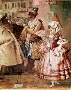 Venedik Maskeleri Giandomenico Tiepolo (1727-1804) tarafından bir fresk detayı 18. yüzyıl Vicenza, Villa Valmarana