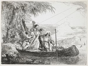 : Mısır Uçuşundan Tekneye Giren Kutsal Aile, 1750-1753 by Giovanni Domenico Tiepolo