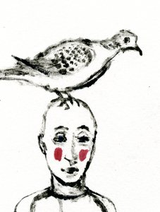 Eve Dönüş,2017, (kağıt üzerine yağlı boya) by Gigi Sudbury